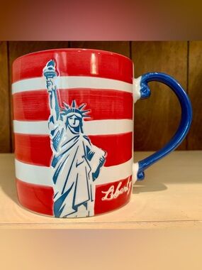 Spectrum Statue of Liberty Ceramic Coffee Cup Mug Large Red White Blue Patriotic